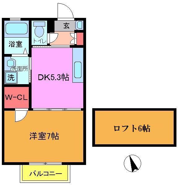 フォルス8(1DK/2階)の間取り写真