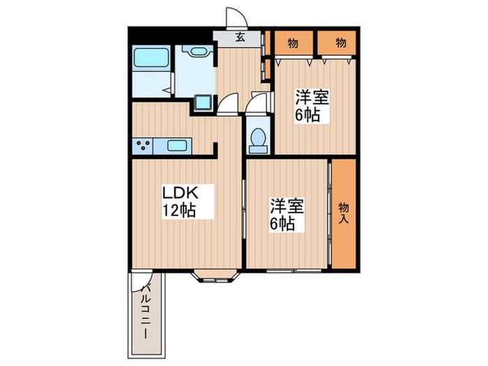 フルーレメゾンタムラ(2LDK/3階)の間取り写真