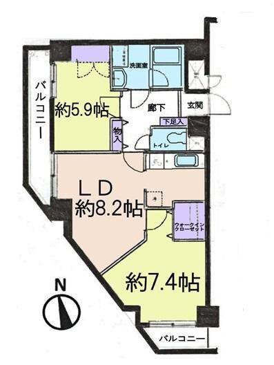 グリーンパーク北千住3 1番館(2LDK/14階)の間取り写真