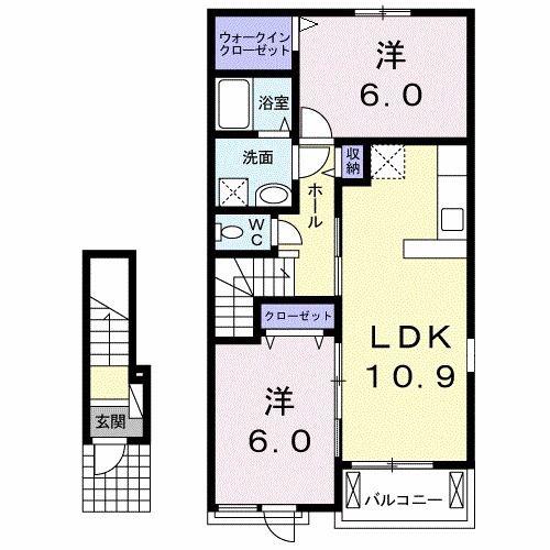 ラリュール I(2LDK/2階)の間取り写真