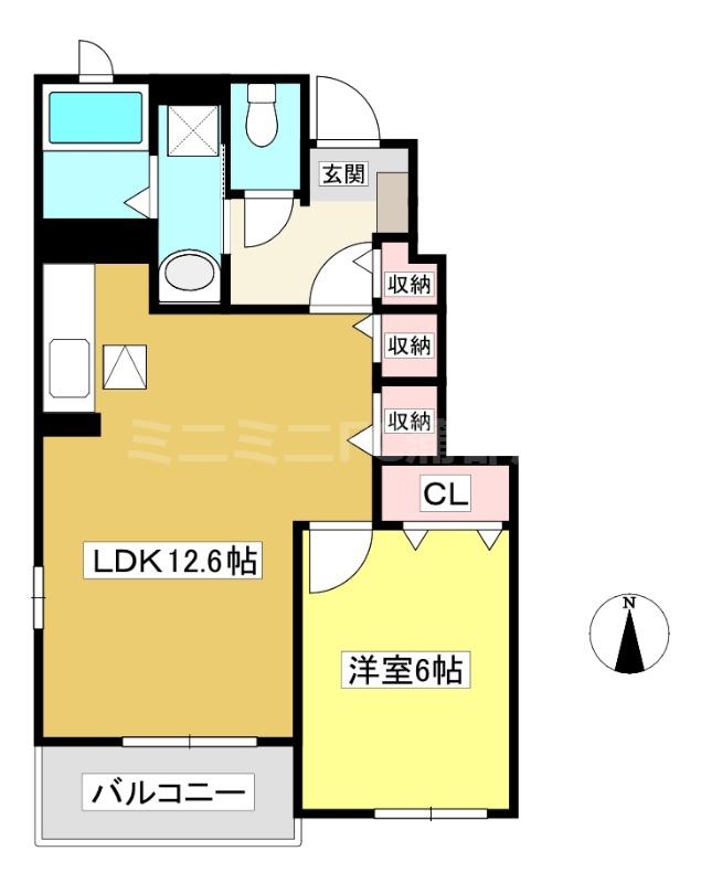 ティー スクエア A(1LDK/1階)の間取り写真