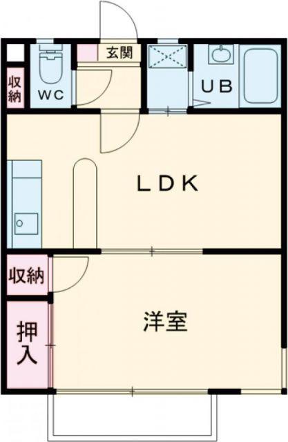 五百渕グリーンガーデンA(1LDK/2階)の間取り写真