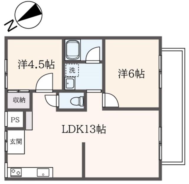 ブリッジハイム鴨志田II(2LDK/1階)の間取り写真