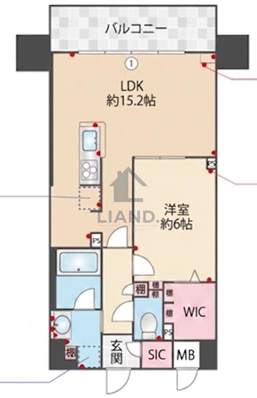 インシグニア渡辺通(1LDK/6階)の間取り写真
