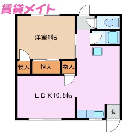 ハーベスト四日市(1LDK/1階)の間取り写真