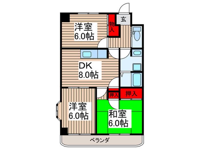 グランド-ル浦和(3DK/2階)の間取り写真