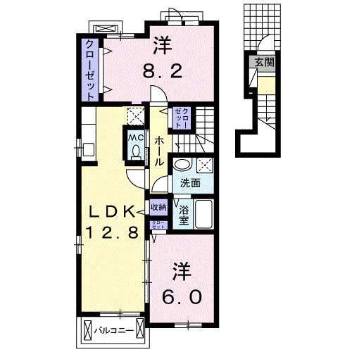サン・ルーチェIII IV(2LDK/2階)の間取り写真