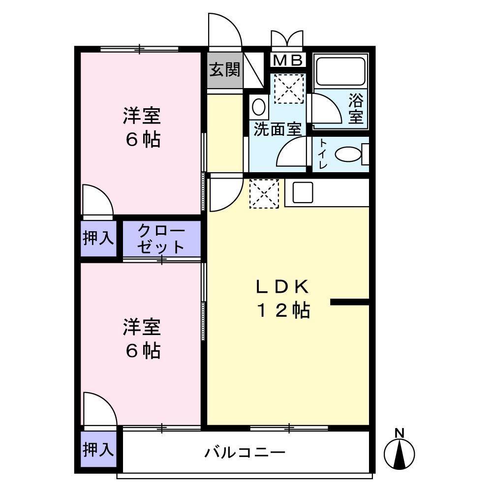 サンシティーフジ(2LDK/2階)の間取り写真