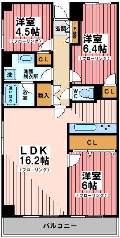 つつじヶ丘エクセルハイツ(3LDK/3階)の間取り写真