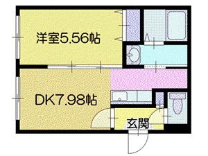 ルパーカーひばりが丘(1LDK/3階)の間取り写真