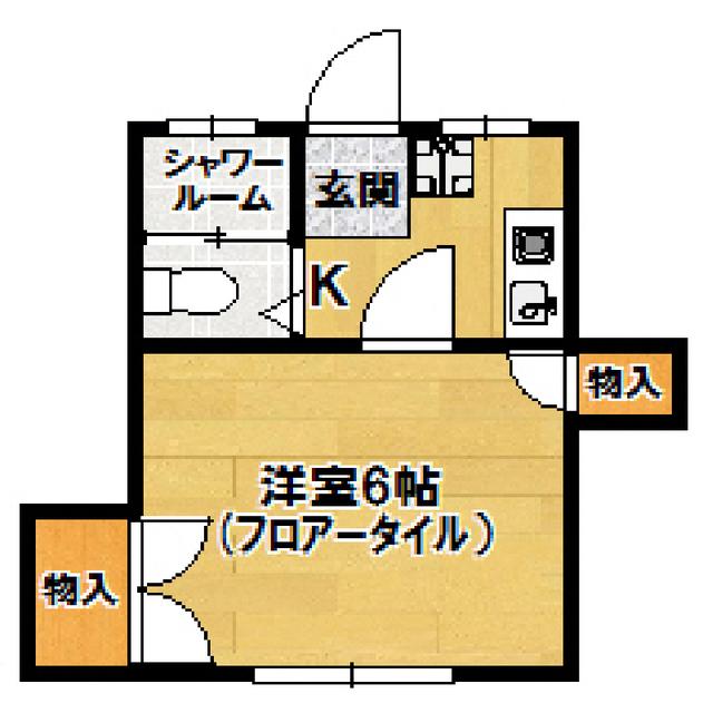 ベルメゾン春日(1K/1階)の間取り写真