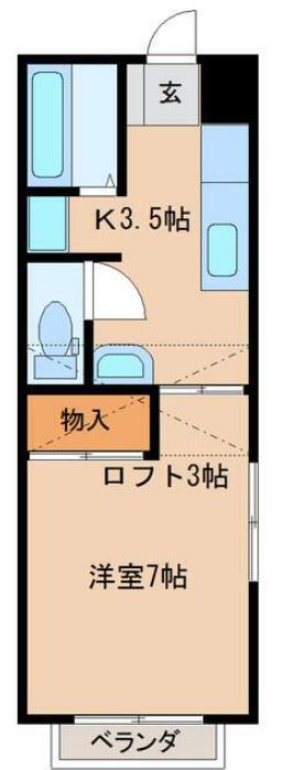 コーポラス一里塚(1K/2階)の間取り写真