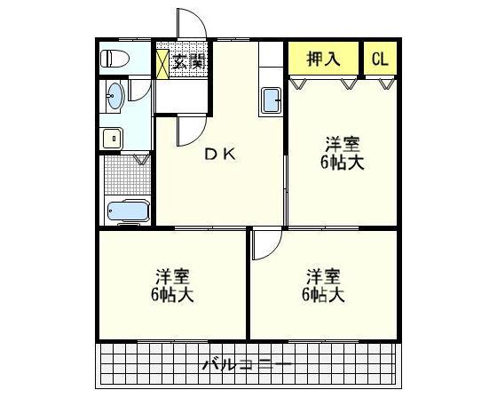 オークヒルズ(3DK/2階)の間取り写真