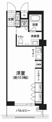 ディアクレスト西新(ワンルーム/2階)の間取り写真