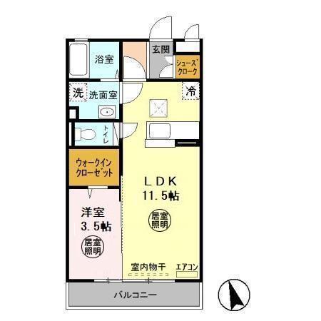 シュエット ププレ(1LDK/1階)の間取り写真