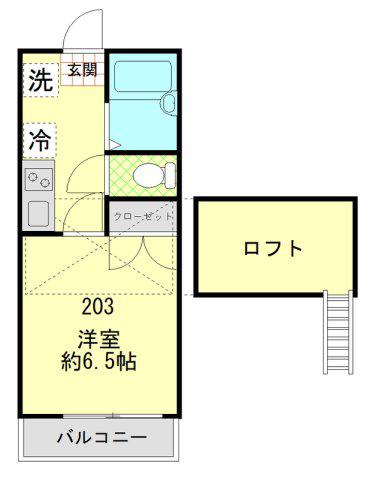 コルモ上大岡(1K/2階)の間取り写真