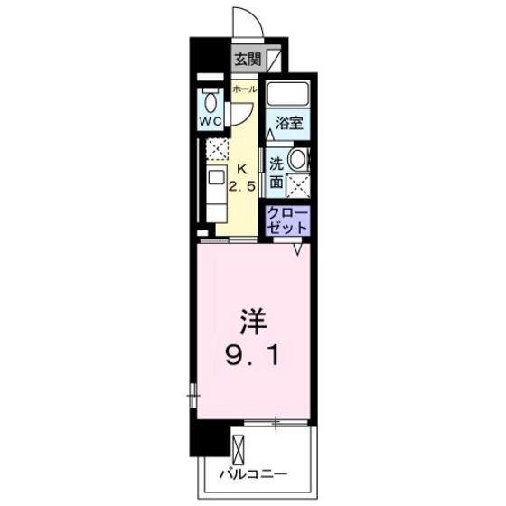 サンリットIII(1K/6階)の間取り写真