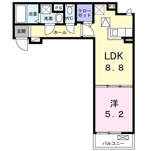 メゾンルミネ 中町(1LDK/1階)の間取り写真