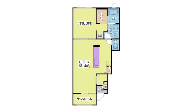 サンライズ(1LDK/1階)の間取り写真