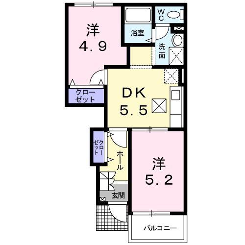 トゥインクル(2DK/1階)の間取り写真