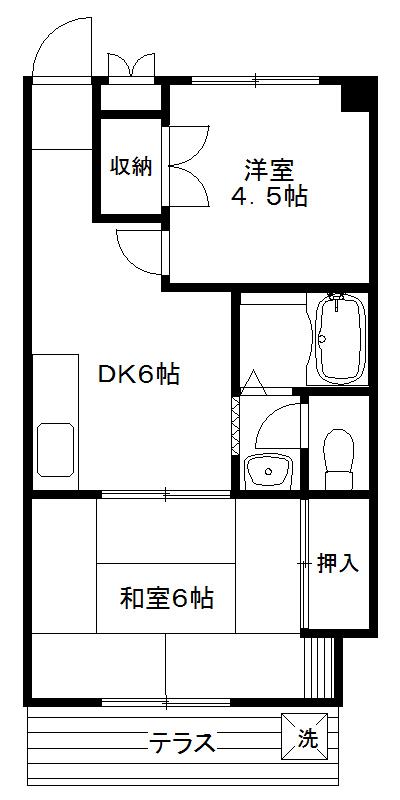 ハイム大蔵(2DK/1階)の間取り写真