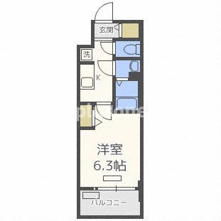 プレサンス上町台筆ケ崎サウス(1K/8階)の間取り写真