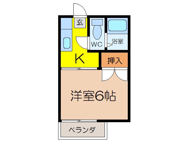 コーポ大渕(1K/2階)の間取り写真