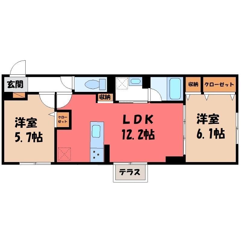 D-LUXE中居町(2LDK/1階)の間取り写真