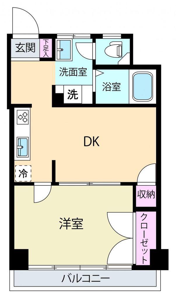 ヒルトップマンション(1DK/4階)の間取り写真