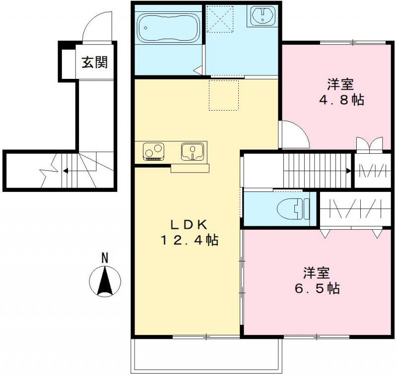 中仙道IORI III(2LDK/2階)の間取り写真
