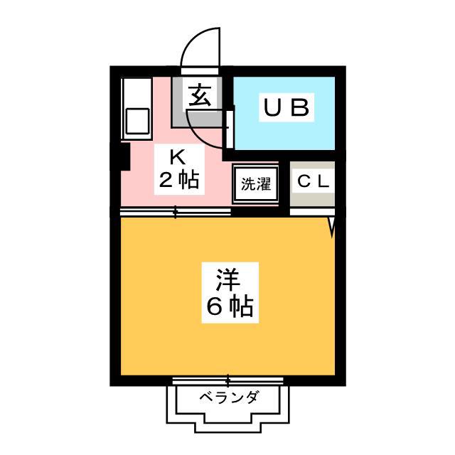 フラットクワトロII(1K/2階)の間取り写真