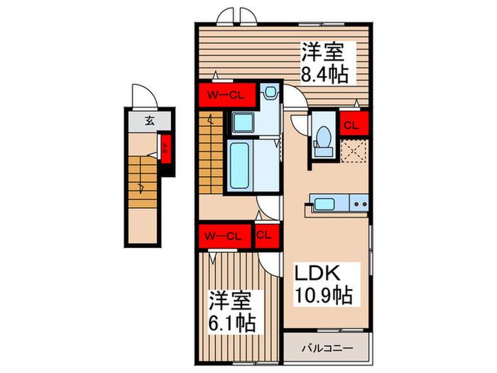 ラフォンテ(2LDK/2階)の間取り写真