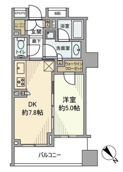 ザ・パークハウスアーバンス東五反田(1DK/5階)の間取り写真