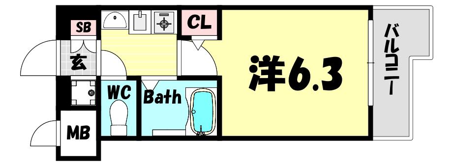 ESTEMCOURT新神戸エリタージュ(1K/10階)の間取り写真