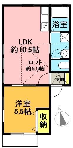 ル・スリール弐番館(1LDK/2階)の間取り写真