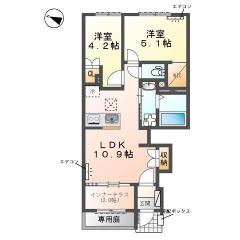 クレリエール(2LDK/1階)の間取り写真