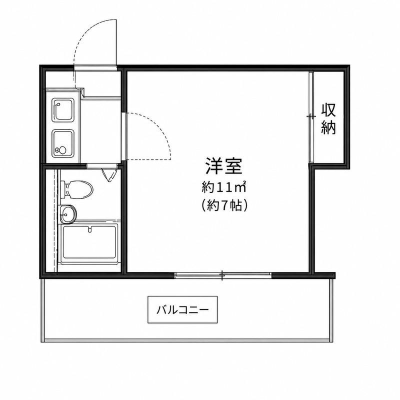 レオパレス下小田井第2(1K/2階)の間取り写真