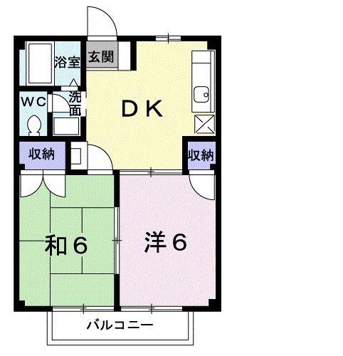 ビュープレイスT(2DK/2階)の間取り写真