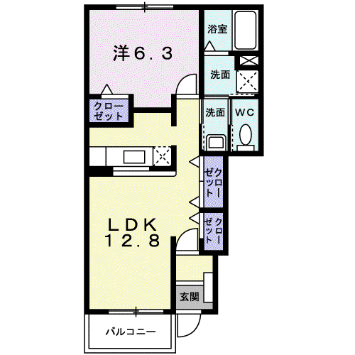 アプローズ(1LDK/1階)の間取り写真