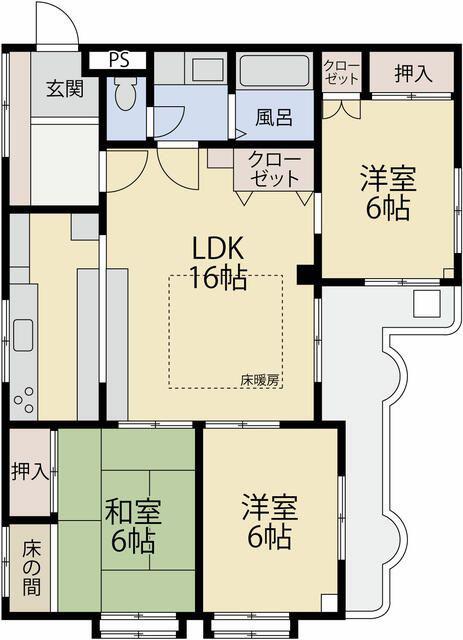 北赤羽マンション(3LDK/4階)の間取り写真