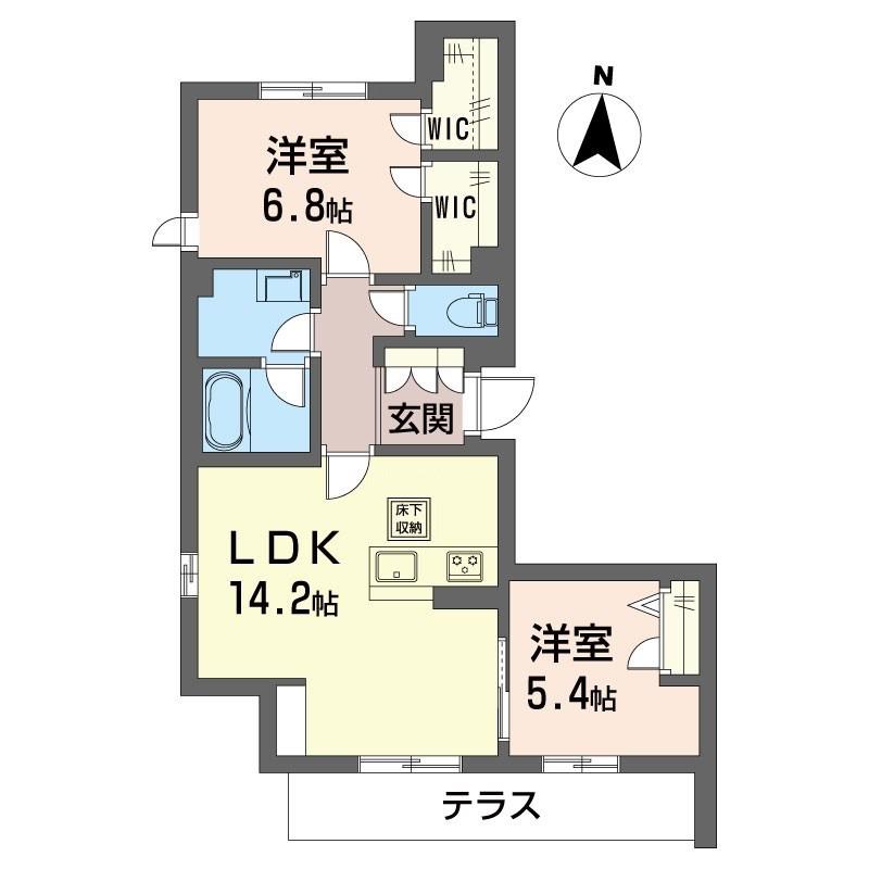 アンゼリカ(2LDK/1階)の間取り写真