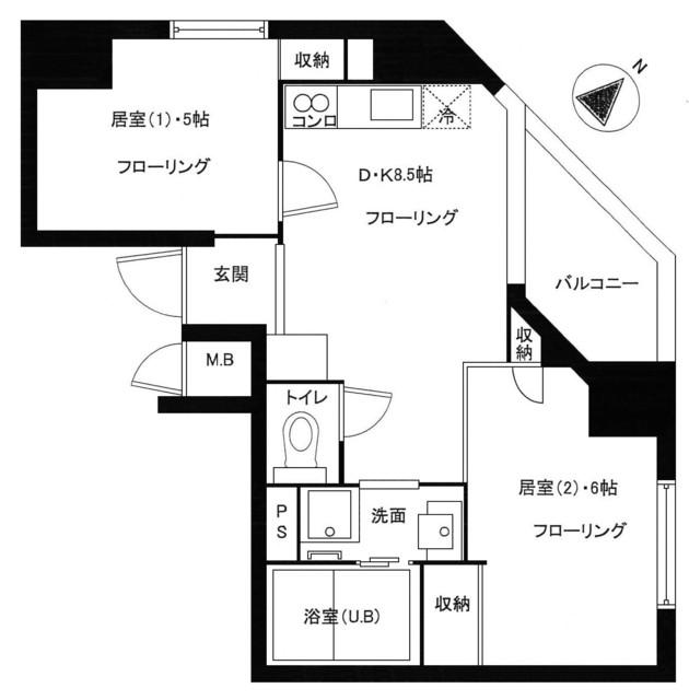 セイコーガーデン11大塚(2DK/3階)の間取り写真