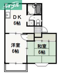 ニューハウンE(2DK/2階)の間取り写真