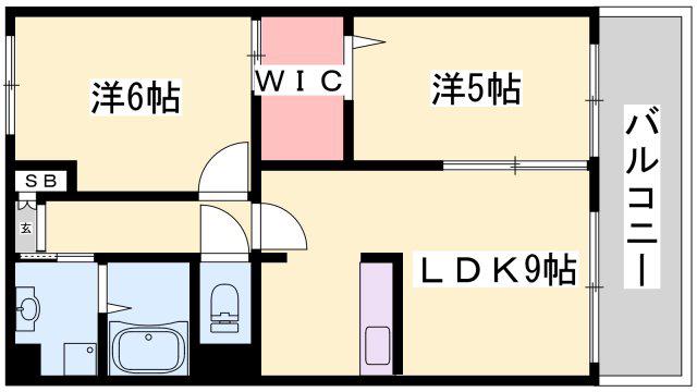 ファンド香呂C(2LDK/4階)の間取り写真