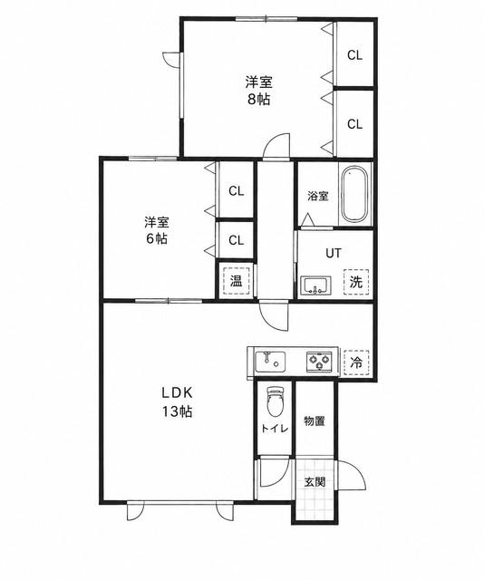ハスコート留萌(2LDK/1階)の間取り写真