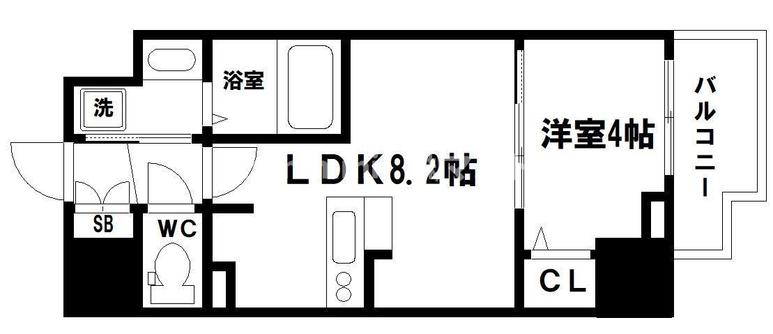 ローズコーポ堺筋本町(1LDK/10階)の間取り写真