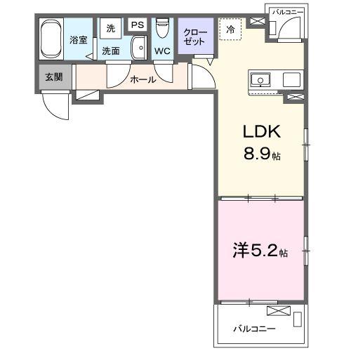 ヒカルサ東川口サウス(1LDK/3階)の間取り写真