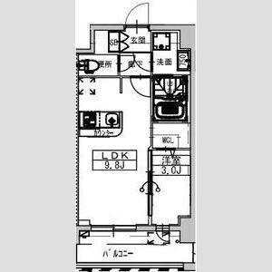 ALIVISドーム前(1LDK/6階)の間取り写真