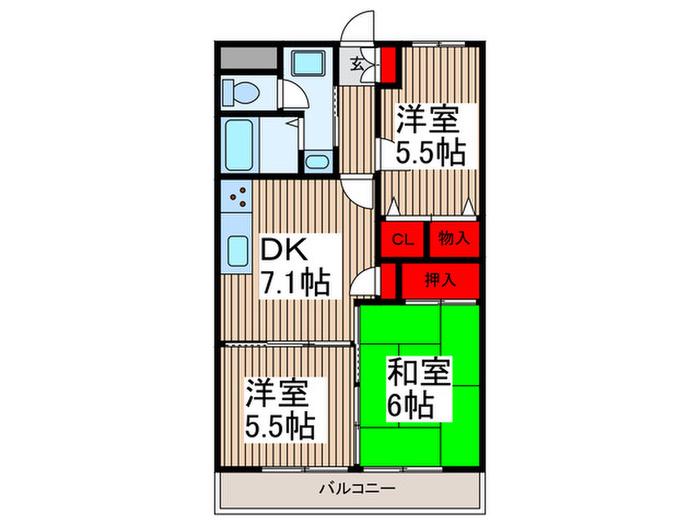 グレースシャトー(3DK/2階)の間取り写真