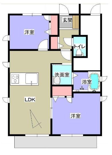 シャーメゾン西新町(2LDK/1階)の間取り写真